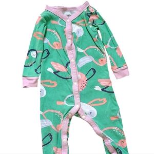 Carter's 12 Month Sleeper One Piece Snaps Humming Bird Design Footless Pajamas